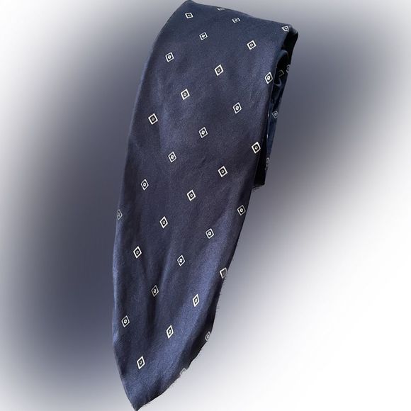 Vintage Christian Dior Silk Tie Navy Blue Print - Picture 5 of 7